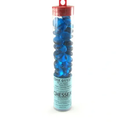 Tube of 40 Glass Gaming Stones (12-15mm) - Azure Blue - Your Source for Gaming Essentials Flash Sale