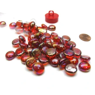 Tube of 40 Glass Gaming Stones (12-15mm) - Crystal Red Iridized - Your Source for Gaming Essentials Online