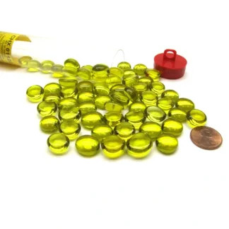 Tube of 40 Glass Gaming Stones (12-15mm) - Crystal Yellow - Your Source for Gaming Essentials Shop