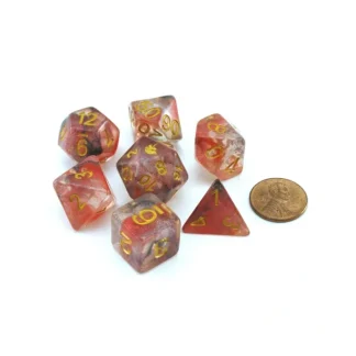 Unicorn Resin 16mm 7-Die Polyhedral Dice Set - Phoenix Ash - Your Source for Gaming Essentials Best