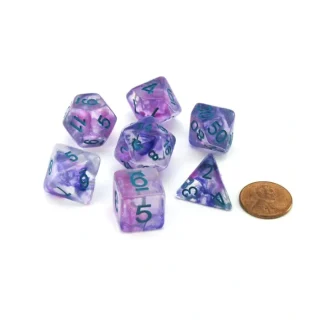 Unicorn Resin 16mm 7-Die Polyhedral Dice Set - Violet Infusion - Your Source for Gaming Essentials Outlet