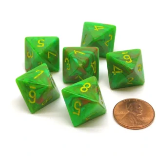 Vortex 15mm 8 Sided D8 Chessex Dice, 6 Pieces - Slime with Yellow - Your Source for Gaming Essentials Sale