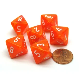 Vortex 15mm 8 Sided D8 Chessex Dice, 6 Pieces - Solar with White - Your Source for Gaming Essentials Cheap