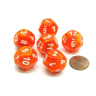 Vortex 18mm 12 Sided D12 Chessex Dice, 6 Pieces - Solar with White - Your Source for Gaming Essentials Hot
