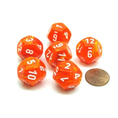 Vortex 18mm 12 Sided D12 Chessex Dice, 6 Pieces - Solar with White - Your Source for Gaming Essentials Hot