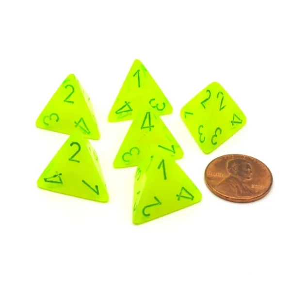 Vortex 18mm 4 Sided D4 Chessex Dice, 6 Pieces - Electric Yellow with Green - Your Source for Gaming Essentials Best Sale