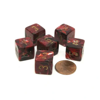 Vortex 15mm 6 Sided D6 Chessex Dice, 6 Pieces - Burgundy with Gold Numbers - Your Source for Gaming Essentials Best Sale