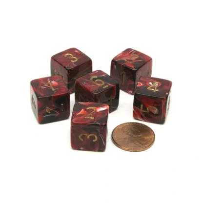 Vortex 15mm 6 Sided D6 Chessex Dice, 6 Pieces - Burgundy with Gold Numbers - Your Source for Gaming Essentials Best Sale