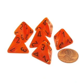 Vortex 18mm 4 Sided D4 Chessex Dice, 6 Pieces - Orange with Black - Your Source for Gaming Essentials Sale