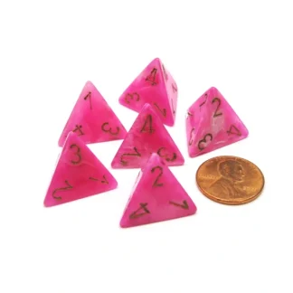 Vortex 18mm 4 Sided D4 Chessex Dice, 6 Pieces - Pink with Gold - Your Source for Gaming Essentials Clearance