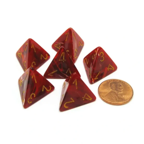 Vortex 18mm 4 Sided D4 Chessex Dice, 6 Pieces - Red with Yellow - Your Source for Gaming Essentials Hot