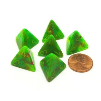 Vortex 18mm 4 Sided D4 Chessex Dice, 6 Pieces - Slime with Yellow - Your Source for Gaming Essentials Cheap