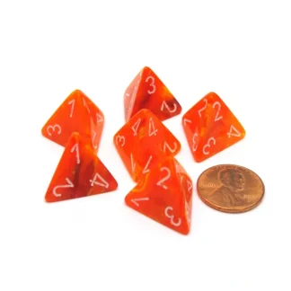 Vortex 18mm 4 Sided D4 Chessex Dice, 6 Pieces - Solar with White - Your Source for Gaming Essentials Store