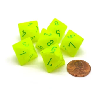Vortex 15mm 8 Sided D8 Chessex Dice, 6 Pieces - Electric Yellow with Green - Your Source for Gaming Essentials Fashion