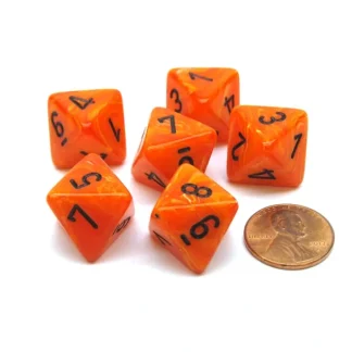 Vortex 15mm 8 Sided D8 Chessex Dice, 6 Pieces - Orange with Black - Your Source for Gaming Essentials Fashion