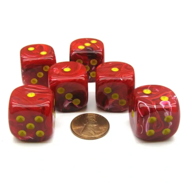 Vortex 20mm Big D6 Chessex Dice, 6 Pieces - Red with Yellow Pips - Your Source for Gaming Essentials Best Sale