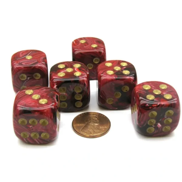 Vortex 20mm Big D6 Chessex Dice, 6 Pieces - Burgundy with Gold Pips - Your Source for Gaming Essentials Outlet