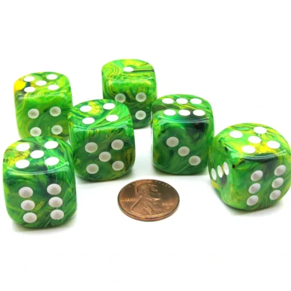 Vortex 20mm Big D6 Chessex Dice, 6 Pieces - Dandelion with White Pips - Your Source for Gaming Essentials Shop