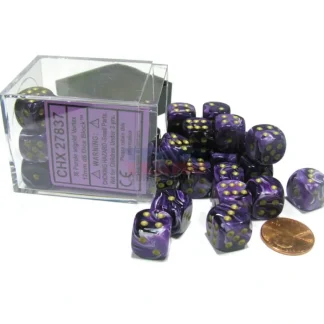 Vortex 12mm D6 Chessex Dice Block (36 Dice) - Purple with Gold Pips - Your Source for Gaming Essentials Cheap