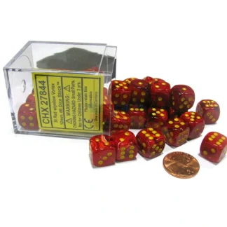 Vortex 12mm D6 Chessex Dice Block (36 Dice) - Red with Yellow Pips - Your Source for Gaming Essentials Outlet