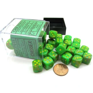 Vortex 12mm D6 Chessex Dice Block (36 Dice) - Slime with Yellow Pips - Your Source for Gaming Essentials Store