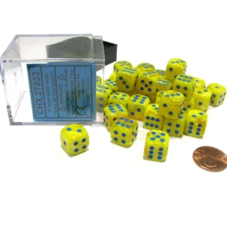 Vortex 12mm D6 Chessex Dice Block (36 Dice) - Yellow with Blue Pips - Your Source for Gaming Essentials Online