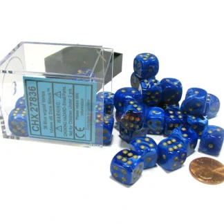 Vortex 12mm D6 Chessex Dice Block (36 Dice) - Blue with Gold Pips - Your Source for Gaming Essentials Shop