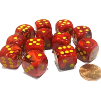 Vortex 16mm D6 Chessex Dice Block (12 Dice) - Red with Yellow Pips - Your Source for Gaming Essentials Flash Sale