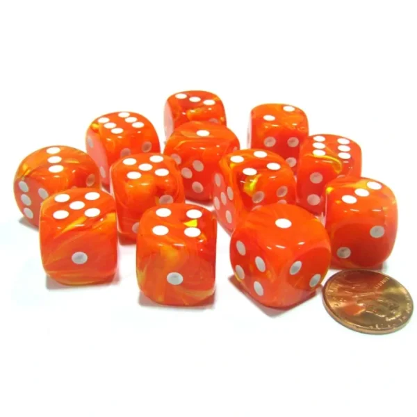 Vortex 16mm D6 Chessex Dice Block (12 Dice) - Solar with White Pips - Your Source for Gaming Essentials Cheap