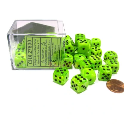 Vortex 12mm D6 Chessex Dice Block (36 Dice) - Bright Green with Black Pips - Your Source for Gaming Essentials Flash Sale