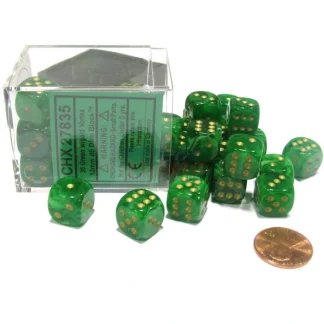 Vortex 12mm D6 Chessex Dice Block (36 Dice) - Green with Gold Pips - Your Source for Gaming Essentials Flash Sale