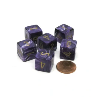 Vortex 15mm D6 Polyhedral Chessex Dice, 6 Pieces - Purple with Gold Numbers - Your Source for Gaming Essentials Sale