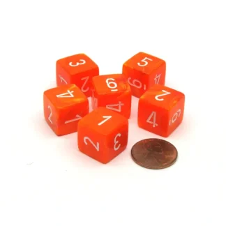 Vortex 15mm D6 Polyhedral Chessex Dice, 6 Pieces - Solar with White Numbers - Your Source for Gaming Essentials Cheap
