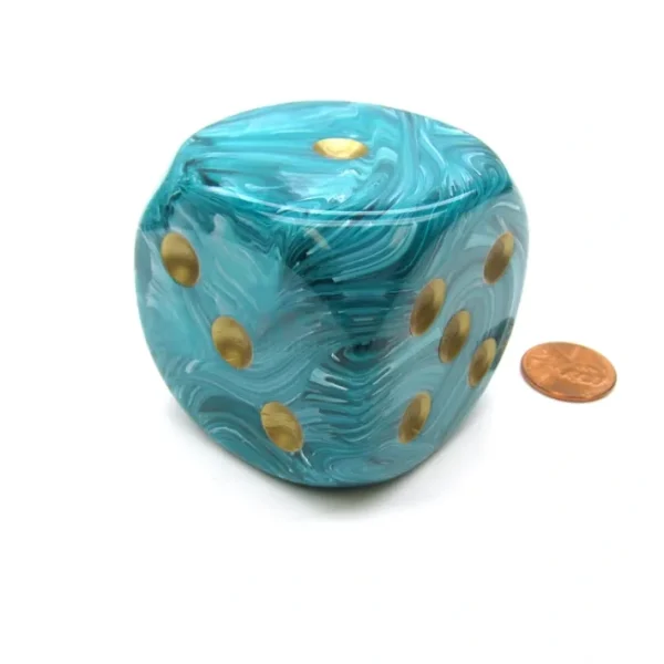 Vortex 50mm Huge Large D6 Chessex Dice, 1 Piece - Teal with Gold Pips - Your Source for Gaming Essentials Online