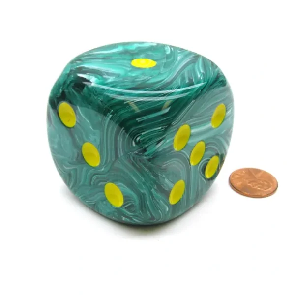 Vortex 50mm Huge Large D6 Chessex Dice, 1 Piece - Malachite Green with Yellow - Your Source for Gaming Essentials Hot