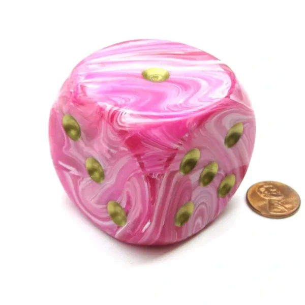 Vortex 50mm Huge Large D6 Chessex Dice, 1 Piece - Pink with Gold Pips - Your Source for Gaming Essentials Hot