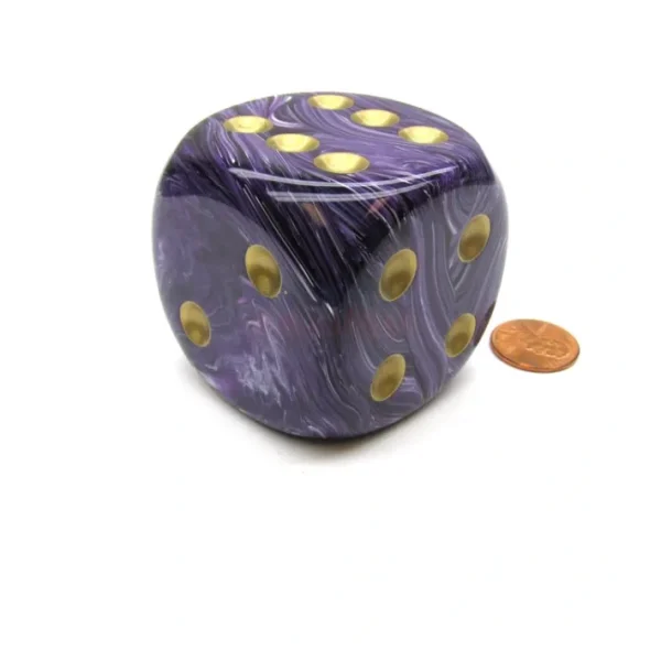 Vortex 50mm Huge Large D6 Chessex Dice, 1 Piece - Purple with Gold Pips - Your Source for Gaming Essentials Cheap