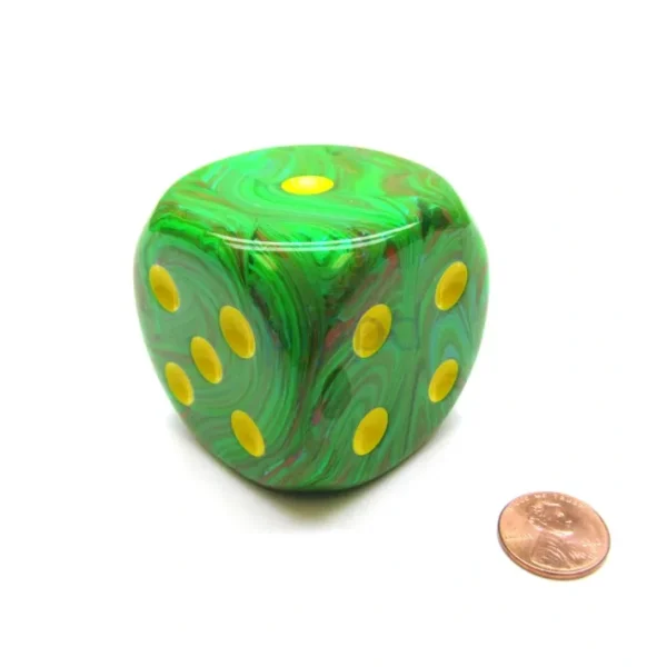 Vortex 50mm Huge Large D6 Chessex Dice, 1 Piece - Slime with Yellow Pips - Your Source for Gaming Essentials Outlet