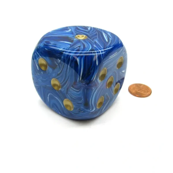 Vortex 50mm Huge Large D6 Chessex Dice, 1 Piece - Blue with Gold Pips - Your Source for Gaming Essentials New