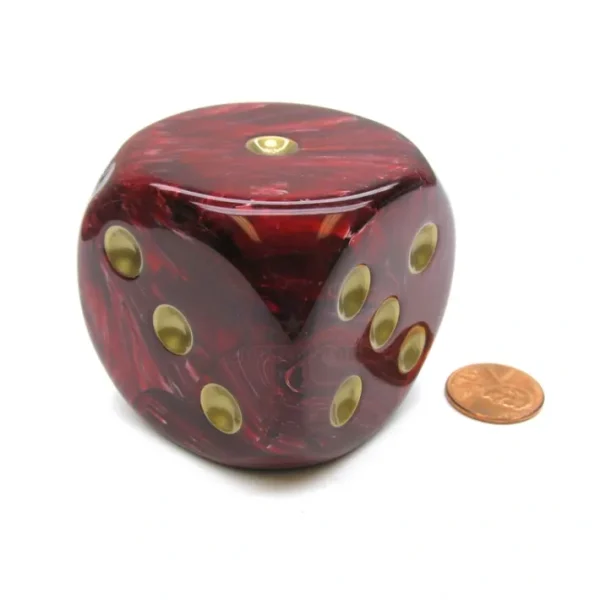 Vortex 50mm Huge Large D6 Chessex Dice, 1 Piece - Burgundy with Gold Pips - Your Source for Gaming Essentials Online