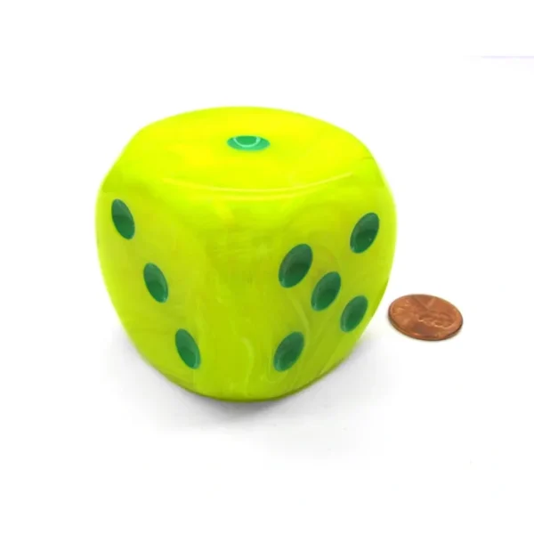 Vortex 50mm Huge Large D6 Chessex Dice, 1 Piece - Electric Yellow with Green Pip - Your Source for Gaming Essentials Clearance