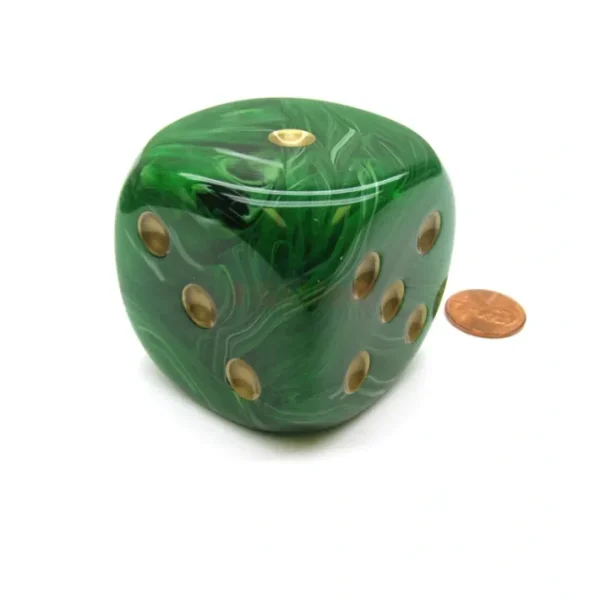 Vortex 50mm Huge Large D6 Chessex Dice, 1 Piece - Green with Gold Pips - Your Source for Gaming Essentials Clearance