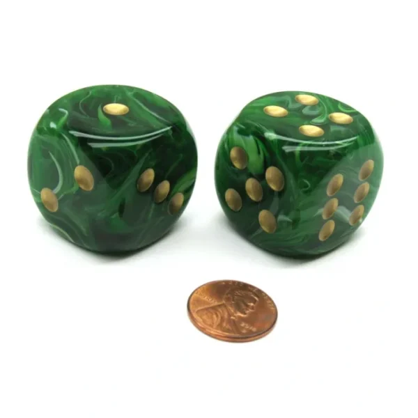 Vortex 30mm Large D6 Chessex Dice, 2 Pieces - Green with Gold Pips - Your Source for Gaming Essentials Hot