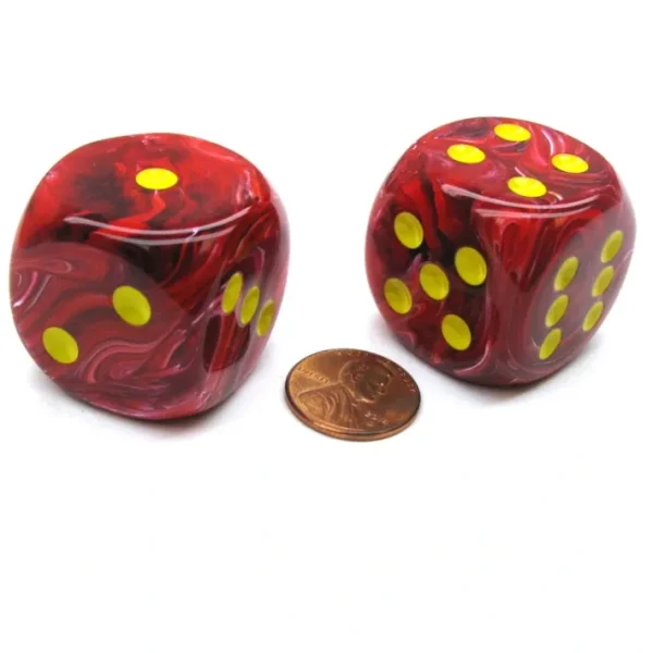 Vortex 30mm Large D6 Chessex Dice, 2 Pieces - Red with Yellow Pips - Your Source for Gaming Essentials Shop