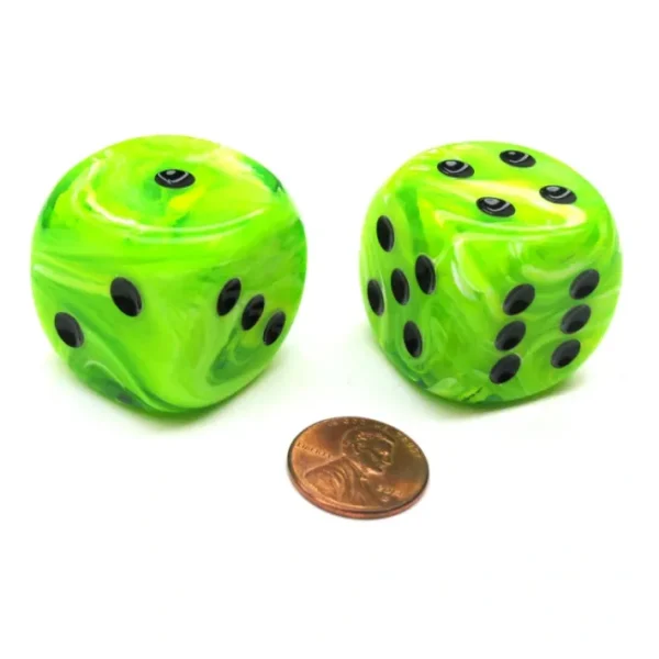 Vortex 30mm Large D6 Chessex Dice, 2 Pieces - Bright Green with Black Pips - Your Source for Gaming Essentials Fashion