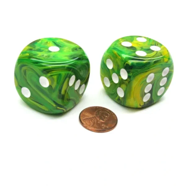 Vortex 30mm Large D6 Chessex Dice, 2 Pieces - Dandelion with White Pips - Your Source for Gaming Essentials Hot