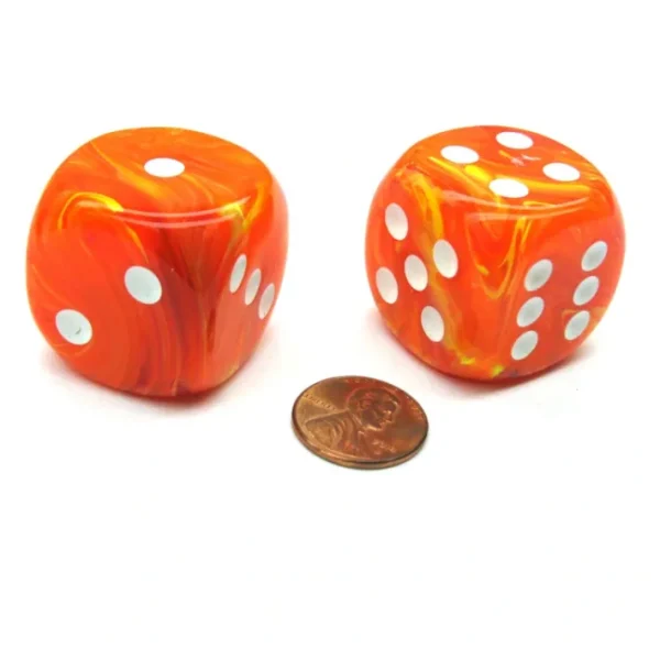 Vortex 30mm Large D6 Chessex Dice, 2 Pieces - Solar with White Pips - Your Source for Gaming Essentials Fashion