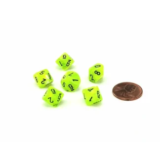 Vortex 10mm Mini 10 Sided D10 Dice, 6 Pieces - Bright Green with Black Numbers - Your Source for Gaming Essentials Best Sale