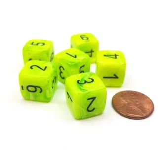 Vortex 15mm 6-Sided D6 Numbered Dice, 6 Pieces - Bright Green with Black Numbers - Your Source for Gaming Essentials Fashion
