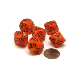 Vortex 16mm Tens D10 (00-90) Chessex Dice, 6 Pieces - Orange with Black Numbers - Your Source for Gaming Essentials Flash Sale